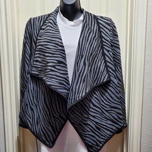 VALERIE BERTINELLI Women's Zebra Print Waterfall Jacket Cardigan, Size M